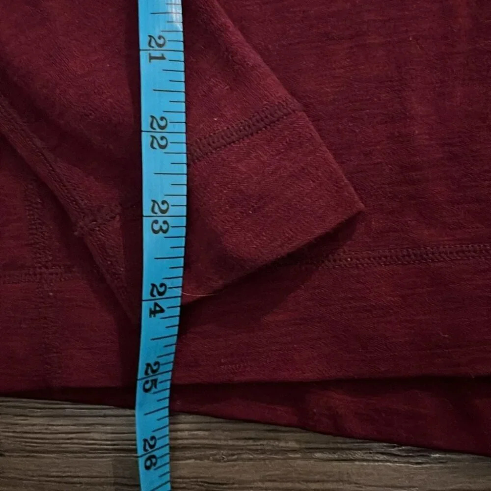 [L]SmartWool Burgundy LS Merino Wool 1/4 Zip Sweater Base Layer - Picture 7 of 8